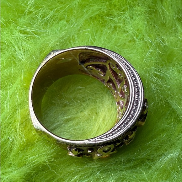 Sterling Silver 925 NH Blue Topaz Citrine Wide Band Ring - Picture 8 of 11